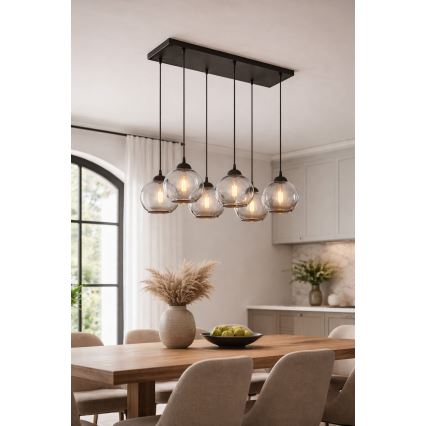 Brilagi - Cable Pendant Light DIOR 6xE27/60W/230V Black/Smoked Gray