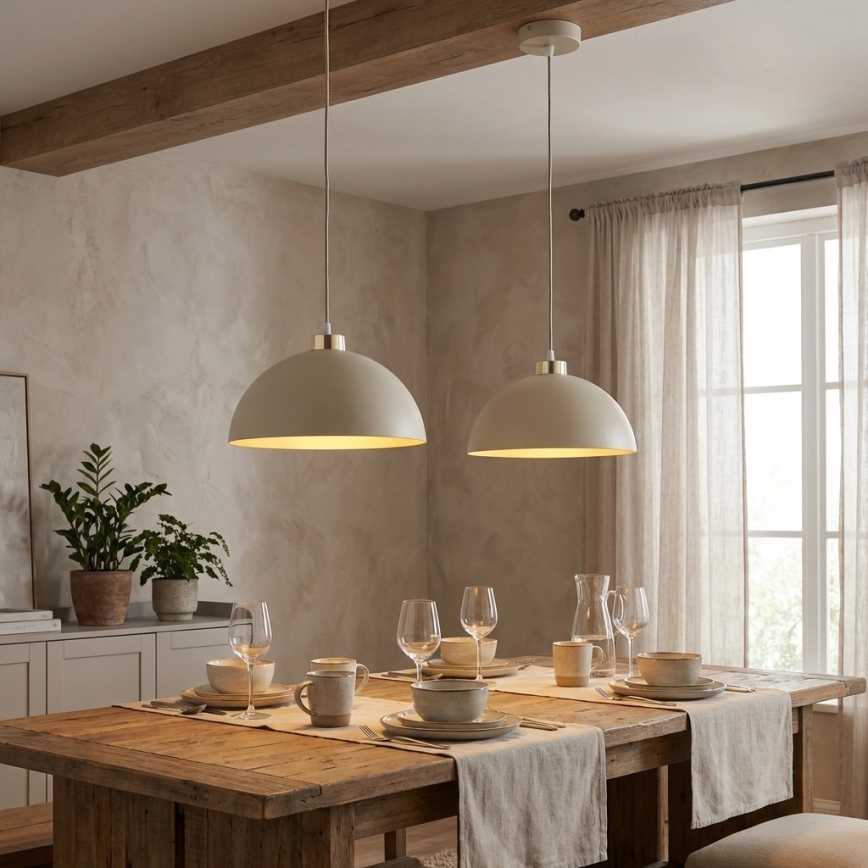 Brilagi - Cable pendant light MOON 1xE27/60W/230V Ø 30 cm beige/gold