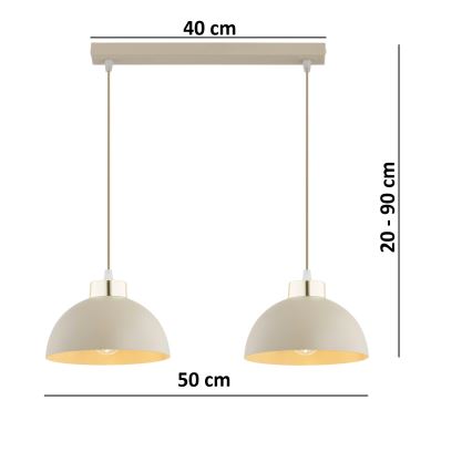 Brilagi - Cable pendant light MOON 2xE27/60W/230V beige/gold