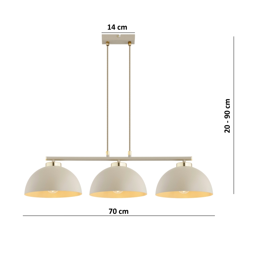 Brilagi - Cable Pendant Light MOON 3xE27/60W/230V beige/gold