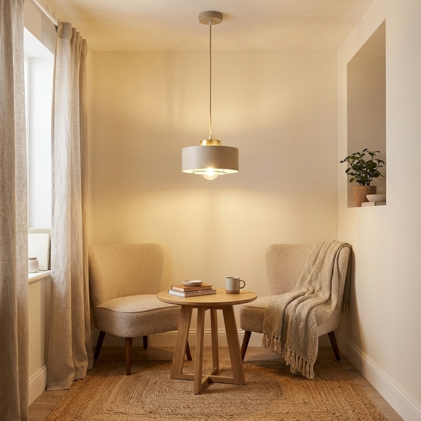 Brilagi - Cable Pendant Light SPRING 1xE27/60W/230V Ø 20 cm Beige/Gold