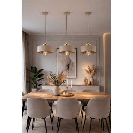 Brilagi - Cable Pendant Light SPRING 1xE27/60W/230V Ø 20 cm Beige/Gold
