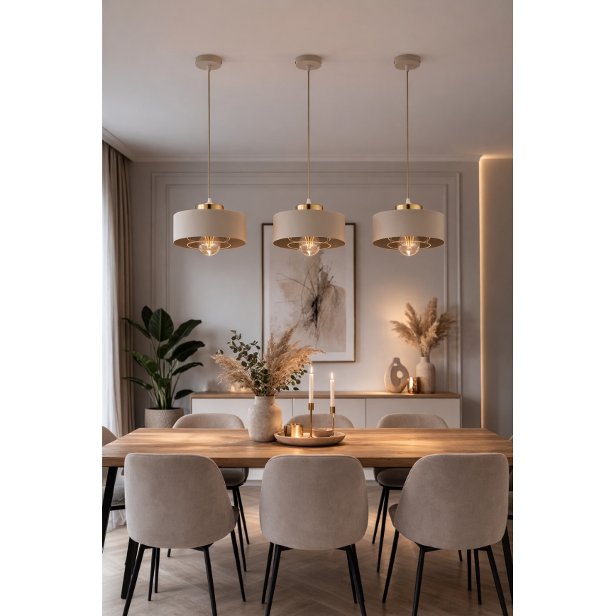 Brilagi - Cable Pendant Light SPRING 1xE27/60W/230V Ø 20 cm Beige/Gold