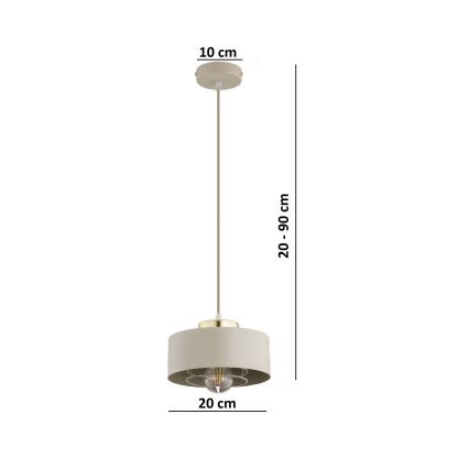 Brilagi - Cable Pendant Light SPRING 1xE27/60W/230V Ø 20 cm Beige/Gold