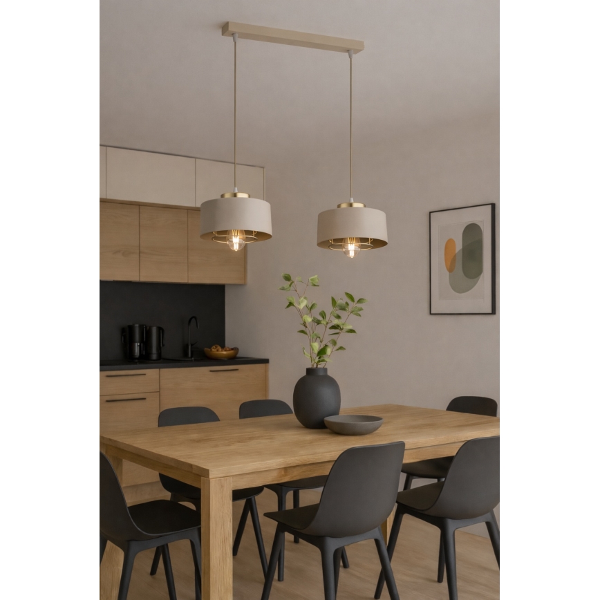 Brilagi - Cable Pendant Light SPRING 2xE27/60W/230V, Beige/Gold