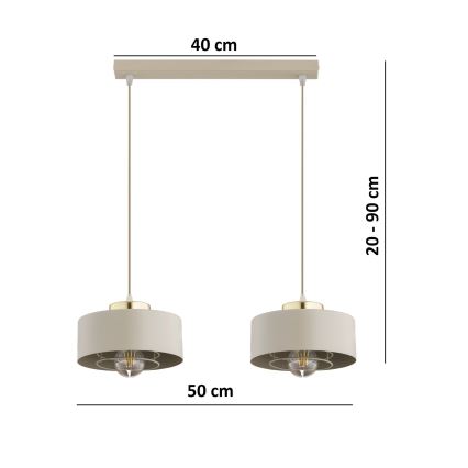 Brilagi - Cable Pendant Light SPRING 2xE27/60W/230V, Beige/Gold