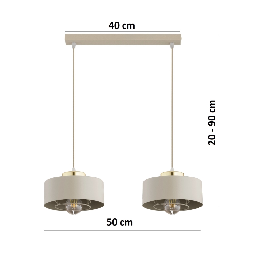 Brilagi - Cable Pendant Light SPRING 2xE27/60W/230V, Beige/Gold