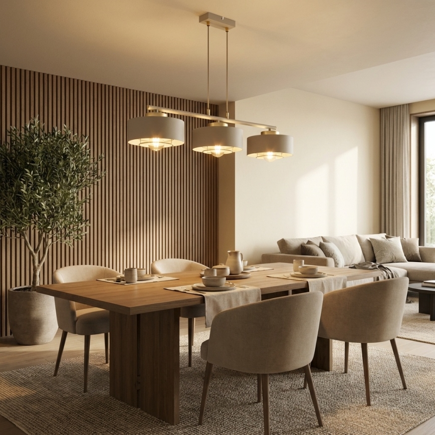 Brilagi - Cable Pendant Light SPRING 3xE27/60W/230V Beige/Gold