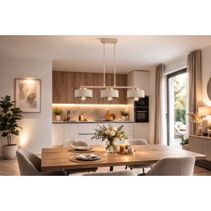 Brilagi - Cable Pendant Light SPRING 3xE27/60W/230V Beige/Gold