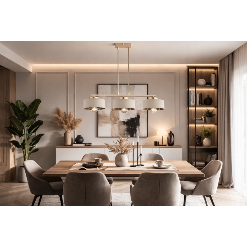 Brilagi - Cable Pendant Light SPRING 3xE27/60W/230V Beige/Gold