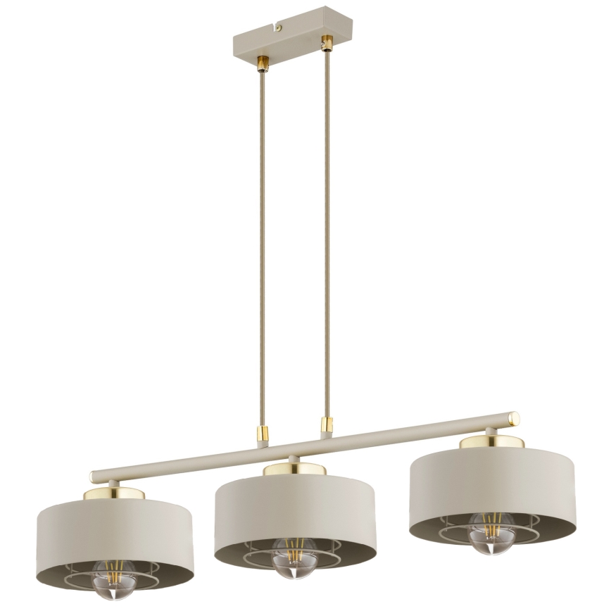 Brilagi - Cable Pendant Light SPRING 3xE27/60W/230V Beige/Gold
