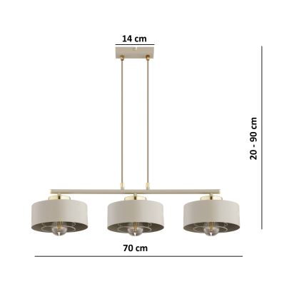 Brilagi - Cable Pendant Light SPRING 3xE27/60W/230V Beige/Gold