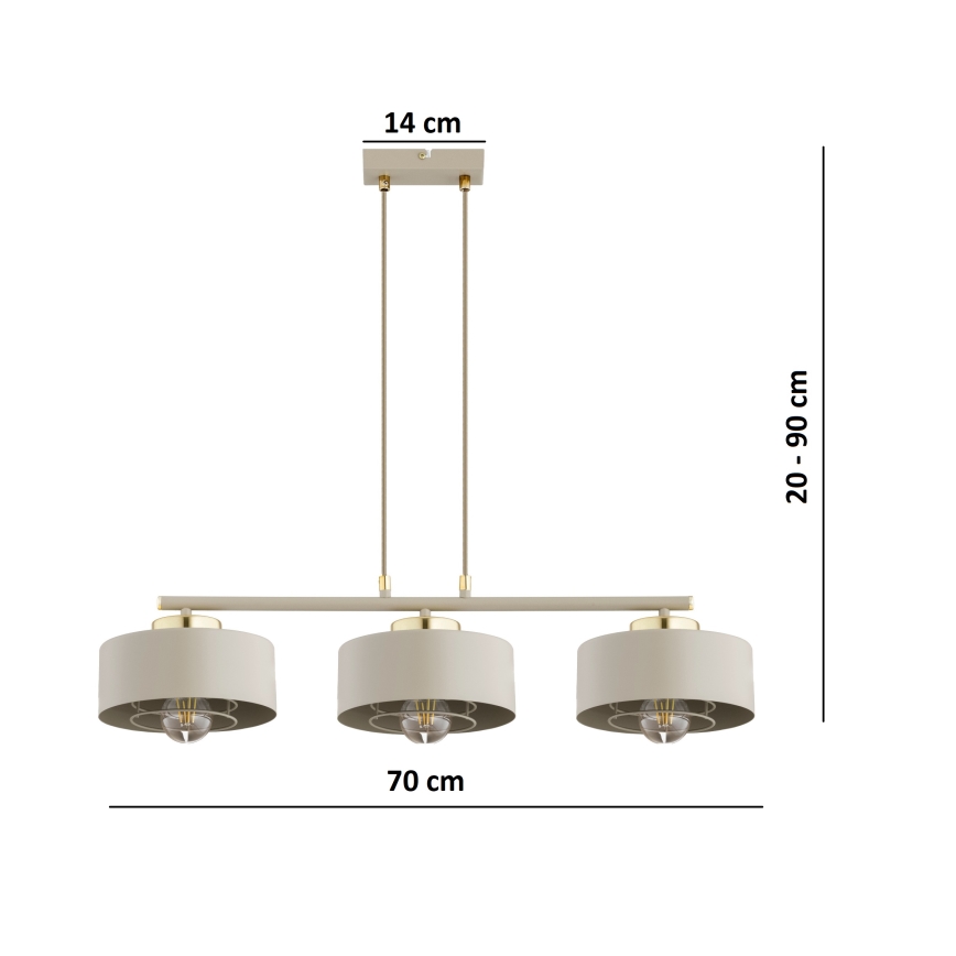 Brilagi - Cable Pendant Light SPRING 3xE27/60W/230V Beige/Gold