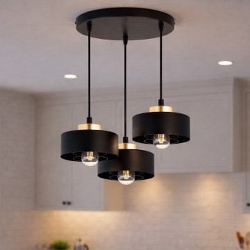 Brilagi - Cable pendant light SPRING 3xE27/60W/230V Black/Gold