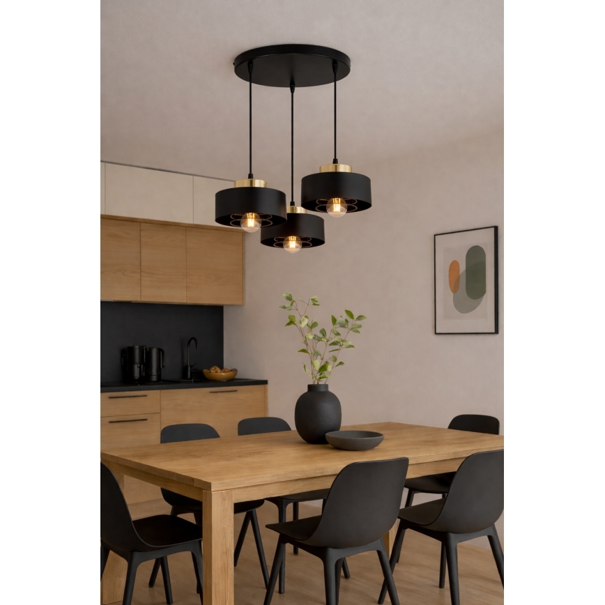 Brilagi - Cable pendant light SPRING 3xE27/60W/230V Black/Gold