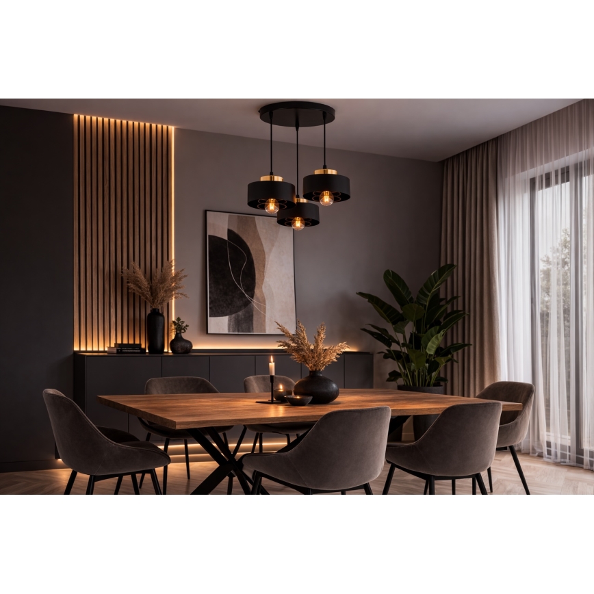 Brilagi - Cable pendant light SPRING 3xE27/60W/230V Black/Gold