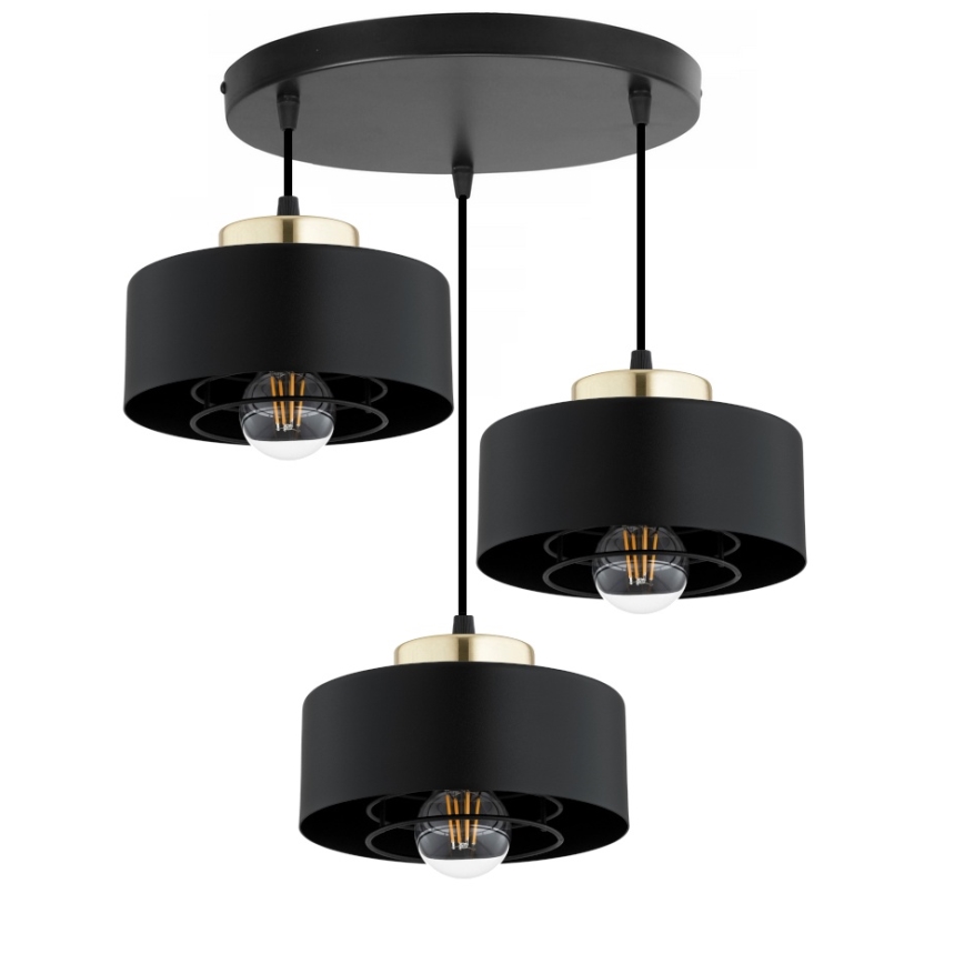 Brilagi - Cable pendant light SPRING 3xE27/60W/230V Black/Gold