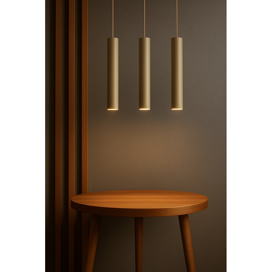 Brilagi - Cable Pendant Light TUBE 1xGU10/15W/230V Beige/Gold