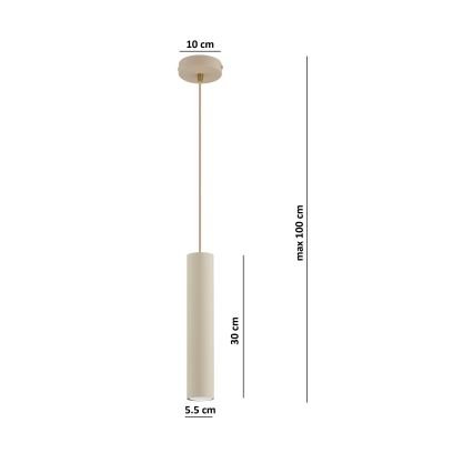 Brilagi - Cable Pendant Light TUBE 1xGU10/15W/230V Beige/Gold