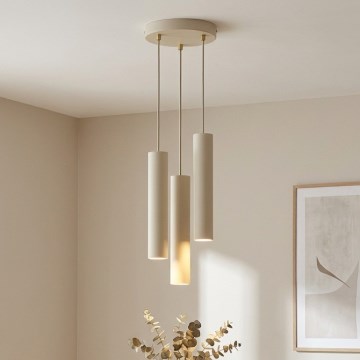 Brilagi - Cable pendant light TUBE 3xGU10/15W/230V beige/gold