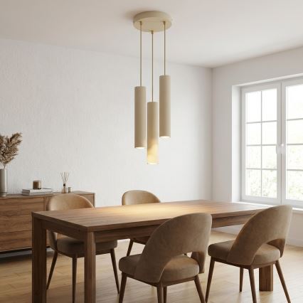 Brilagi - Cable pendant light TUBE 3xGU10/15W/230V beige/gold