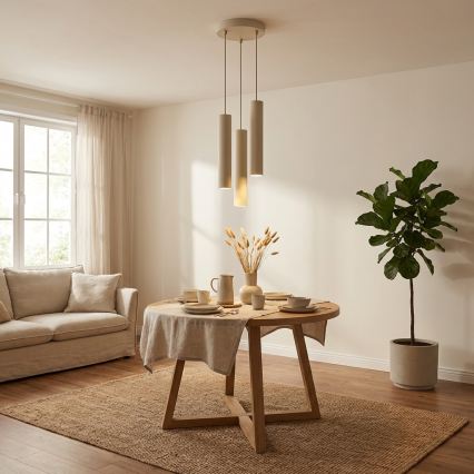 Brilagi - Cable pendant light TUBE 3xGU10/15W/230V beige/gold