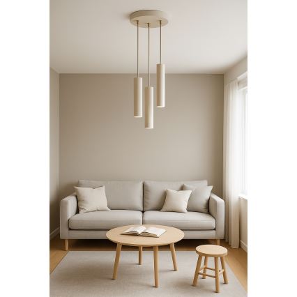 Brilagi - Cable pendant light TUBE 3xGU10/15W/230V beige/gold