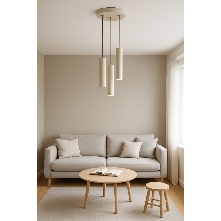 Brilagi - Cable pendant light TUBE 3xGU10/15W/230V beige/gold