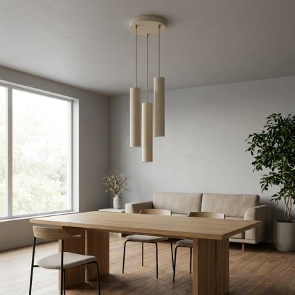 Brilagi - Cable pendant light TUBE 3xGU10/15W/230V beige/gold