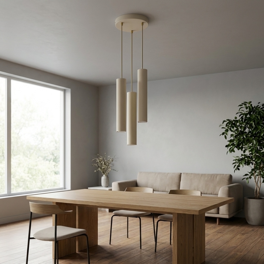 Brilagi - Cable pendant light TUBE 3xGU10/15W/230V beige/gold