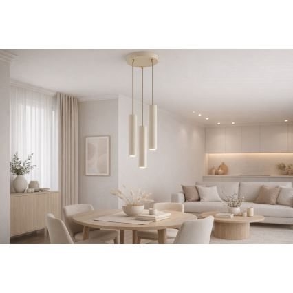 Brilagi - Cable pendant light TUBE 3xGU10/15W/230V beige/gold