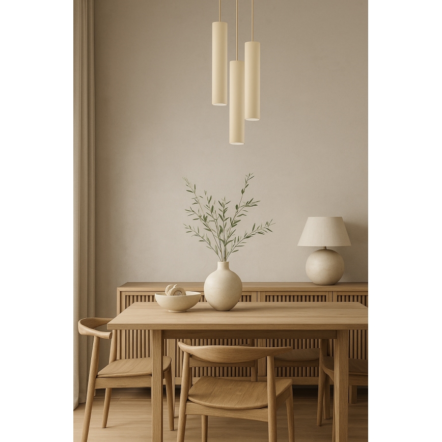 Brilagi - Cable pendant light TUBE 3xGU10/15W/230V beige/gold
