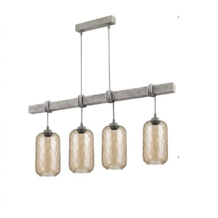 BRILAGI - Cable Pendant WOOD GLASS 4xE27/60W/230V pine/gray/smoked brown