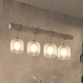 BRILAGI - Cable pendant light WOOD GLASS 4xE27/60W/230V pine/grey/white