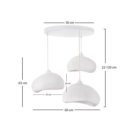 Brilagi - Cable Pendant WABI SABI 3xE27/40W/230V Ø 60 cm White