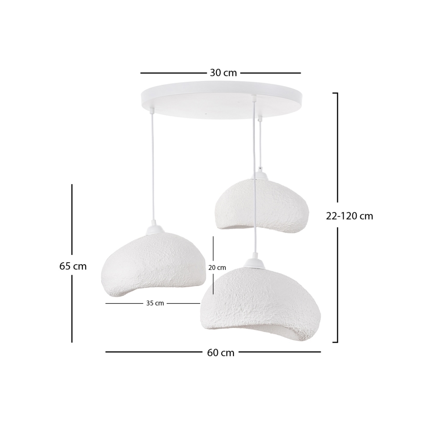 Brilagi - Cable Pendant WABI SABI 3xE27/40W/230V Ø 60 cm White