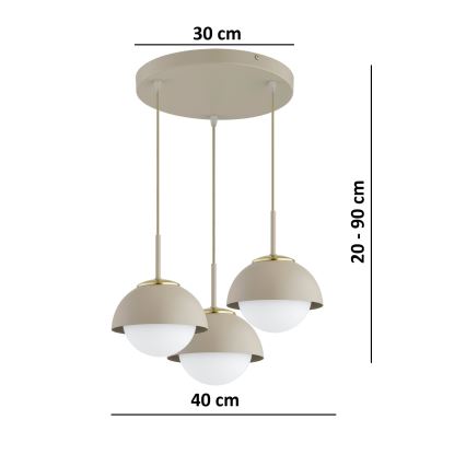Brilagi - Cable-suspended chandelier 3xE27/60W/230V beige/gold