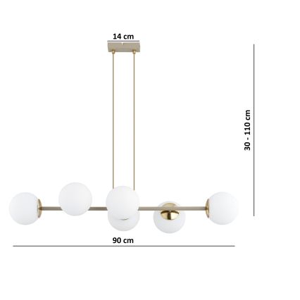 Brilagi - Cable-suspended chandelier 6xE27/60W/230V beige/gold