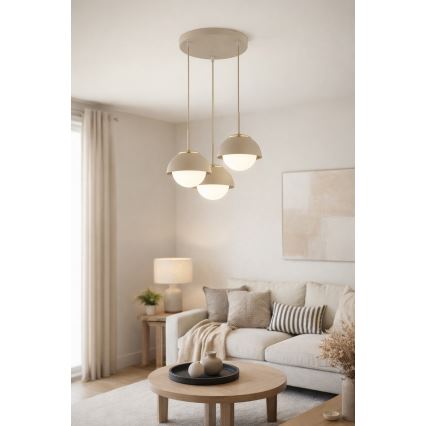 Brilagi - Cable-suspended chandelier COSMO 3xE27/60W/230V beige/gold