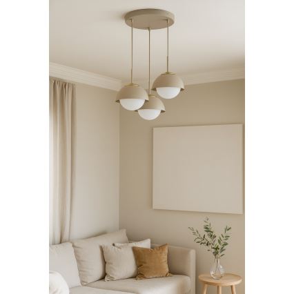 Brilagi - Cable-suspended chandelier COSMO 3xE27/60W/230V beige/gold