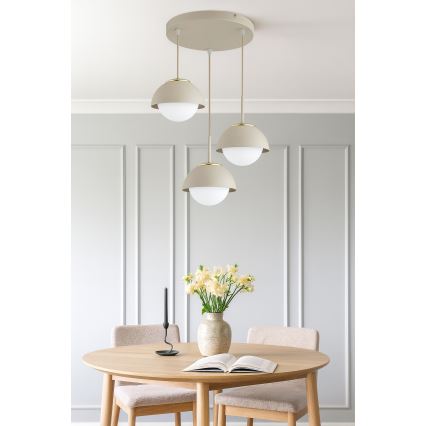 Brilagi - Cable-suspended chandelier COSMO 3xE27/60W/230V beige/gold
