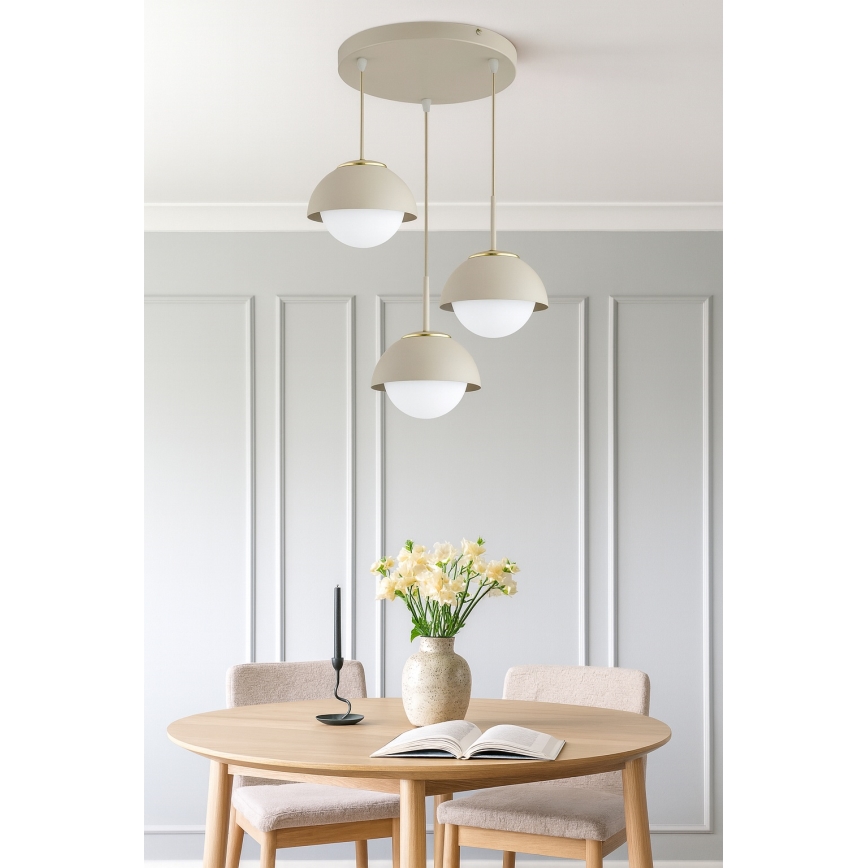 Brilagi - Cable-suspended chandelier COSMO 3xE27/60W/230V beige/gold