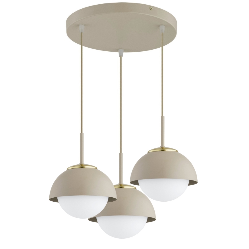 Brilagi - Cable-suspended chandelier COSMO 3xE27/60W/230V beige/gold