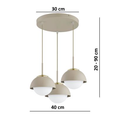 Brilagi - Cable-suspended chandelier COSMO 3xE27/60W/230V beige/gold