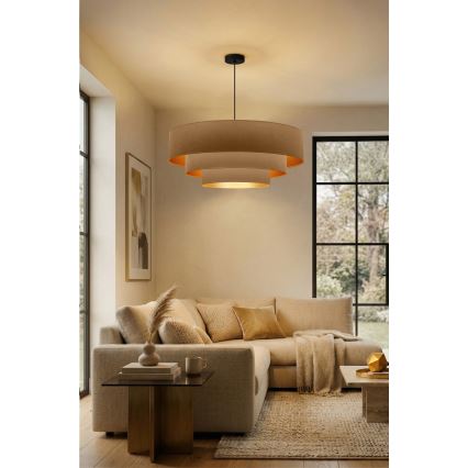 Brilagi - Cable-suspended chandelier LUNETA 3xE27/60W/230V Ø 80 cm beige/gold