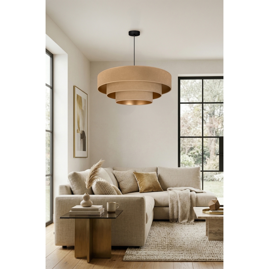 Brilagi - Cable-suspended chandelier LUNETA 3xE27/60W/230V Ø 80 cm beige/gold