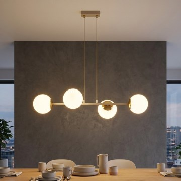 Brilagi - Cable-suspended chandelier MILO ECRU 4xE27/60W/230V beige/gold