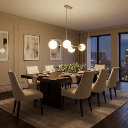 Brilagi - Cable-suspended chandelier MILO ECRU 4xE27/60W/230V beige/gold
