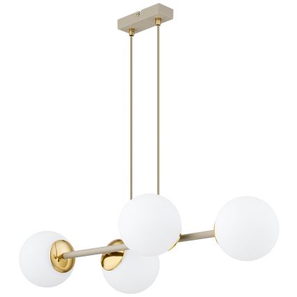 Brilagi - Cable-suspended chandelier MILO ECRU 4xE27/60W/230V beige/gold