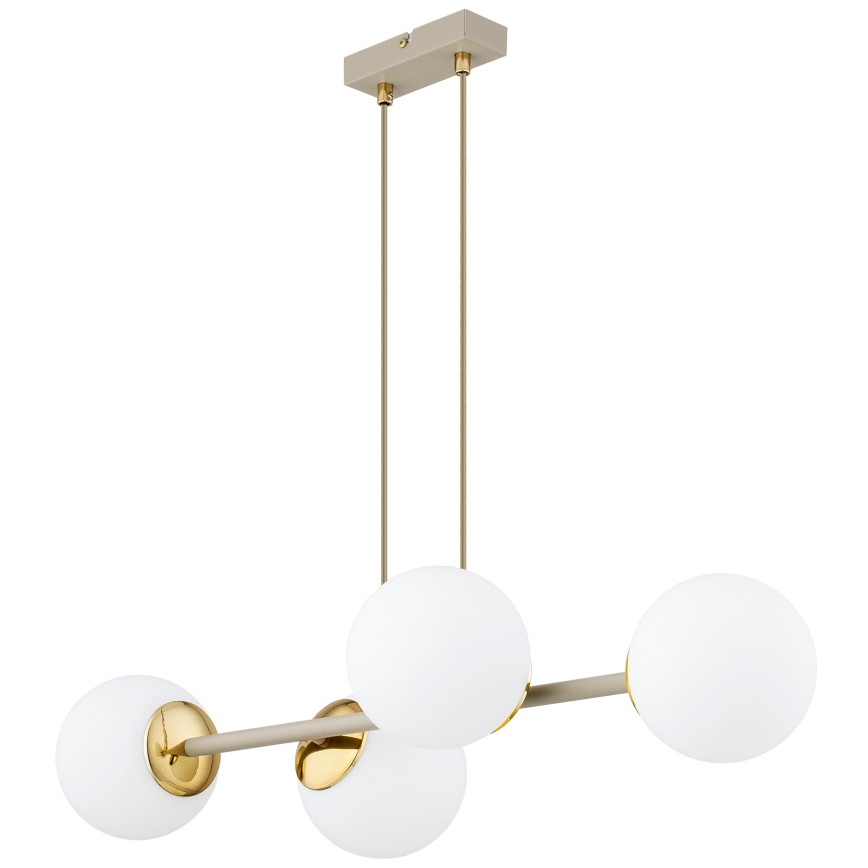 Brilagi - Cable-suspended chandelier MILO ECRU 4xE27/60W/230V beige/gold